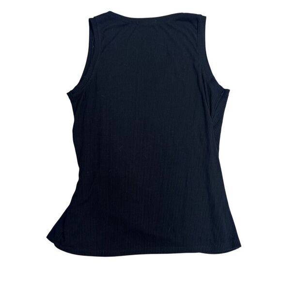 GUC Matty M Women's XL Black Rib Knit Sleeveless V-Neck Wrap Tank Top - Picture 2 of 4